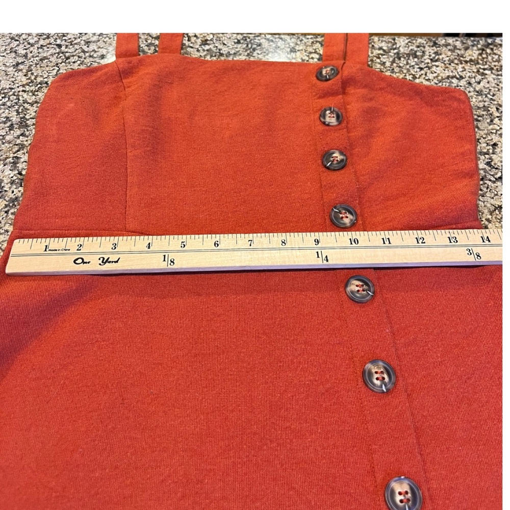 Women's Rust Button-Detail Mini Dress - Picture 6 of 7